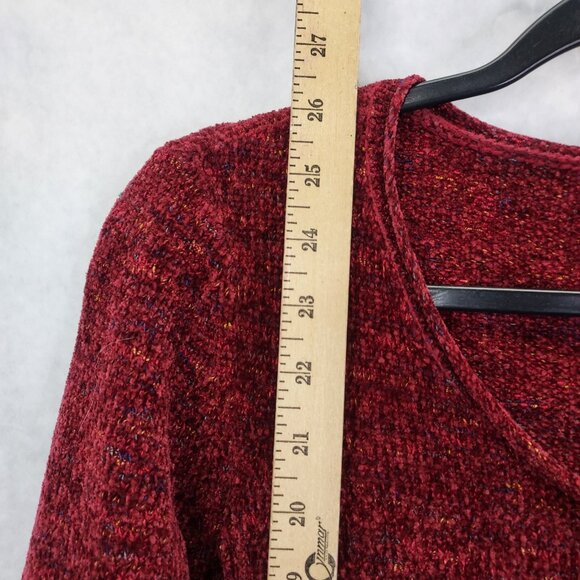 Habitat Sweater Women's Small Confetti Swing Pullover Red Fleck Knit Roll Hem - Picture 10 of 12